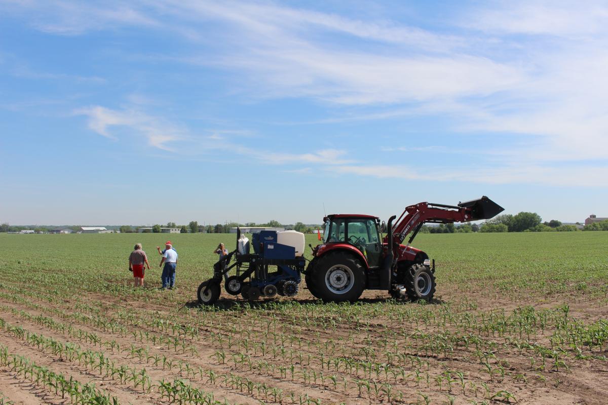 tractor and interseeder with crew