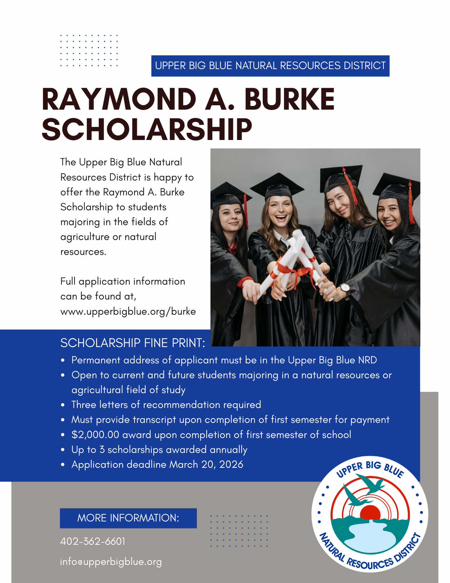 Burke Scholarship flyer with scholarship details.