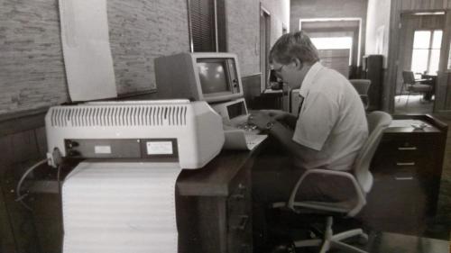 Rod at old computer in the 80s