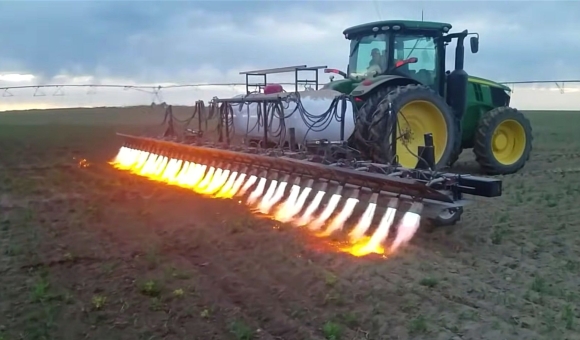flame throwing tractor