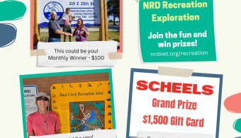 NRD promotional flyer.  Pictures of past winners.  Grand Prize drawing September 19, 2026 for a $1,500 Scheels gift card.