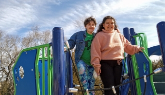 Eleanor and Aubrey at the playground